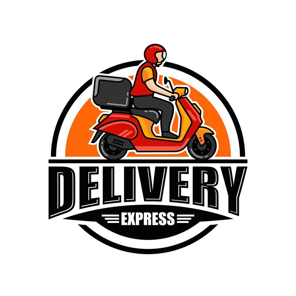 A man is riding a scooter. delivery logo vector template