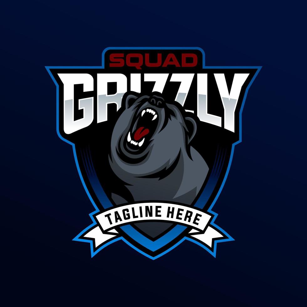 ilustración de vector de logotipo de oso grizzly profesional moderno para un equipo deportivo