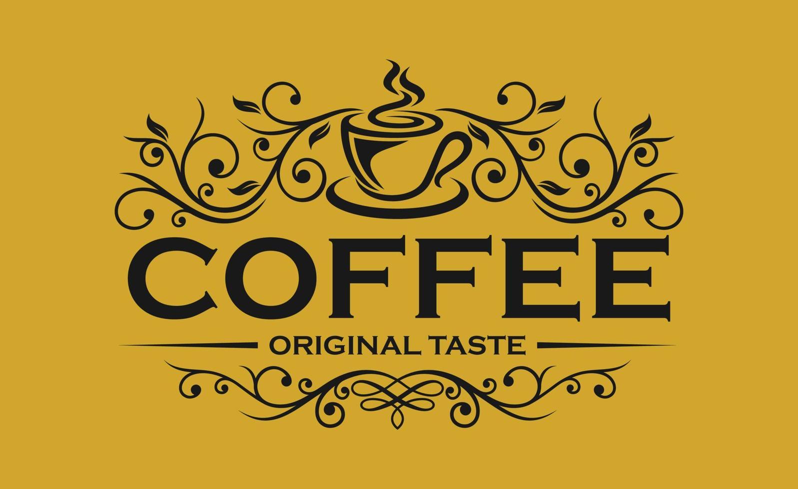 Vintage Coffee logo template. Caffeine logotype. Retro vintage insignia. Retro coffee badge. Vector illustration