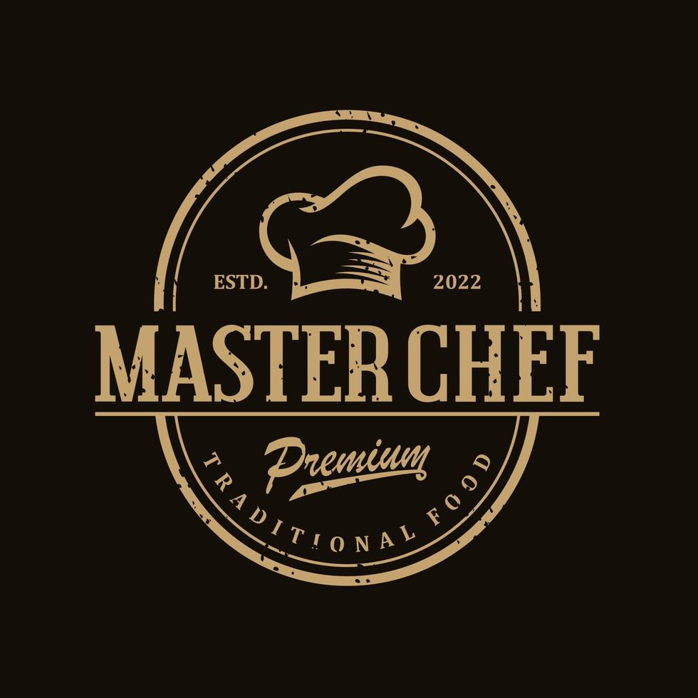 plantilla de vector de logotipo de diseño vintage de chef de cocina