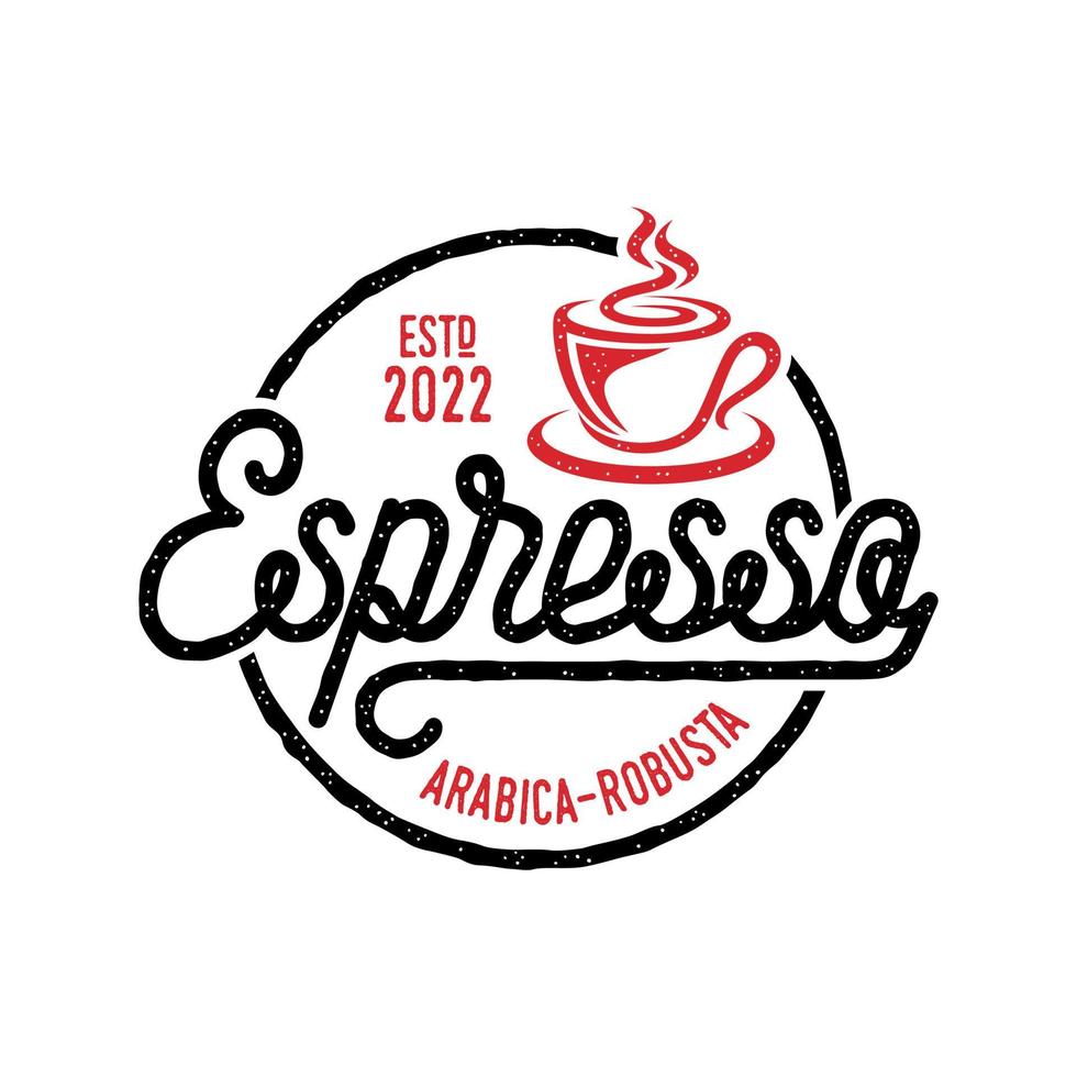 Vintage Coffee logo template. Caffeine logotype. Retro vintage insignia. Retro coffee badge. Vector illustration