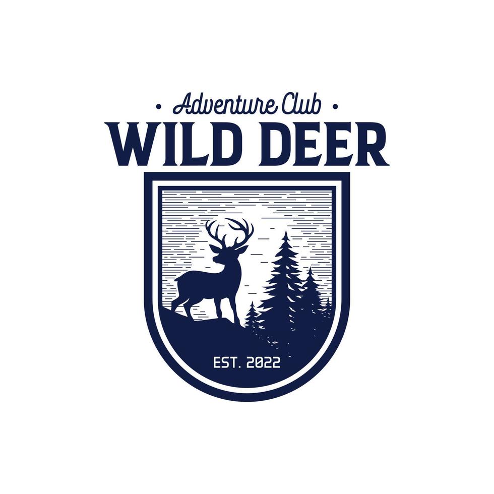 Wild Deer Badge logo Vector Illustration