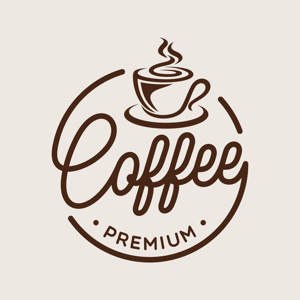Vintage Coffee logo template. Caffeine logotype. Retro vintage insignia. Retro coffee badge. Vector illustration