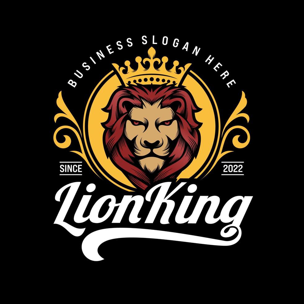 Royal king lion crown symbols. Elegant gold Leo animal logo. Premium luxury brand identity icon. Vector illustration.