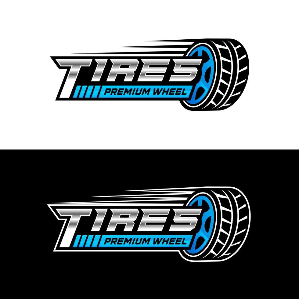 Tires logo design template, silhouette wheel vector illustration.