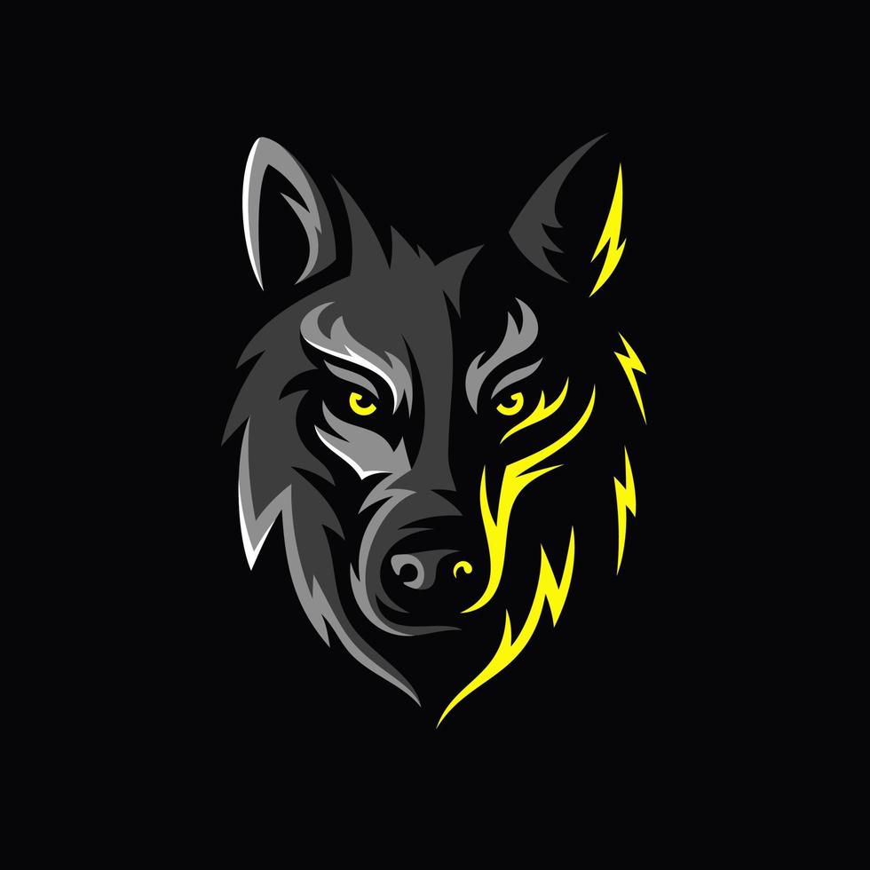 Wild wolf e sport mascot logo design vector illustration