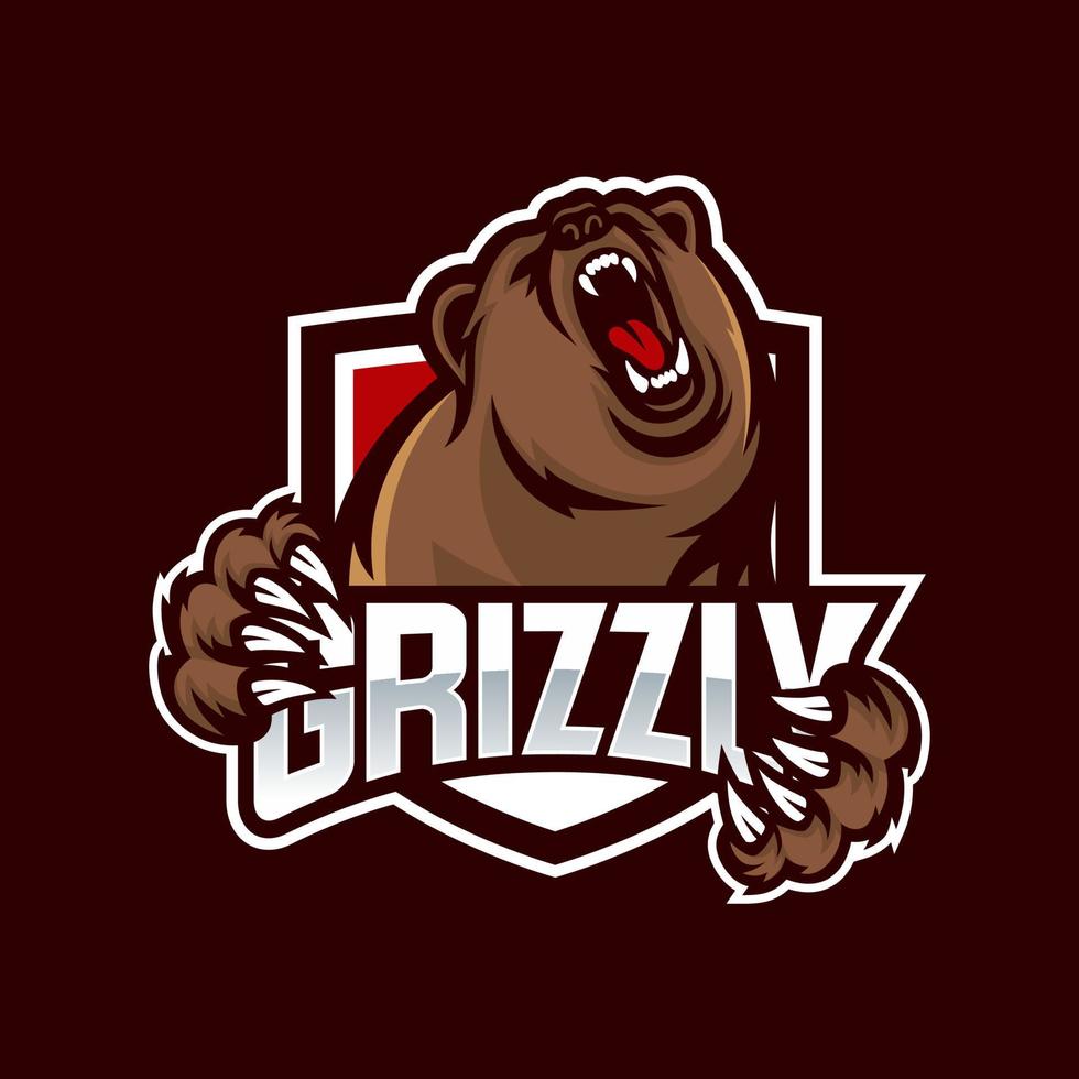 ilustración de vector de logotipo de oso grizzly profesional moderno para un equipo deportivo