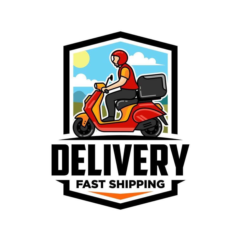 A man is riding a scooter. delivery logo vector template