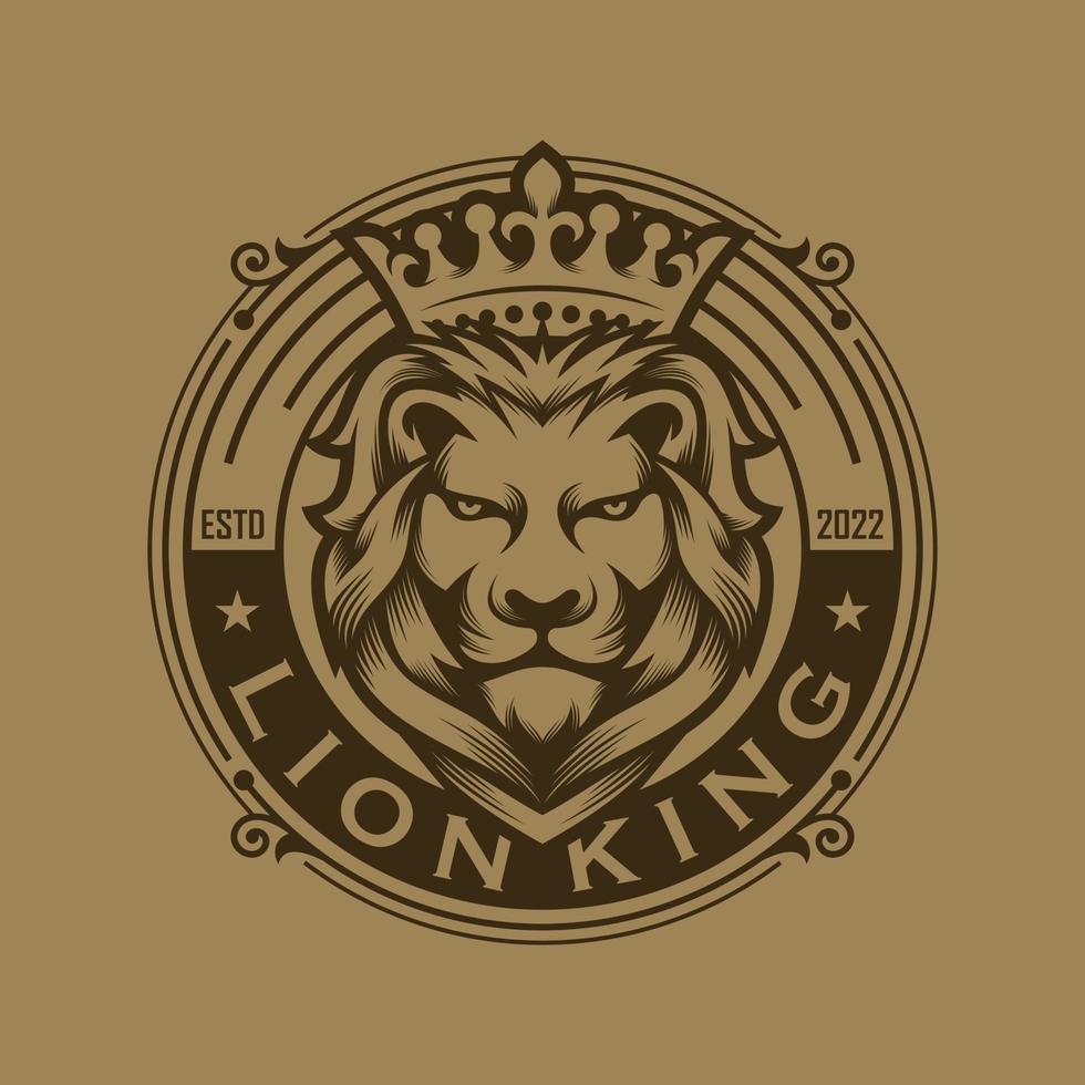 Royal king lion crown symbols. Elegant gold Leo animal logo. Premium luxury brand identity icon. Vector illustration.