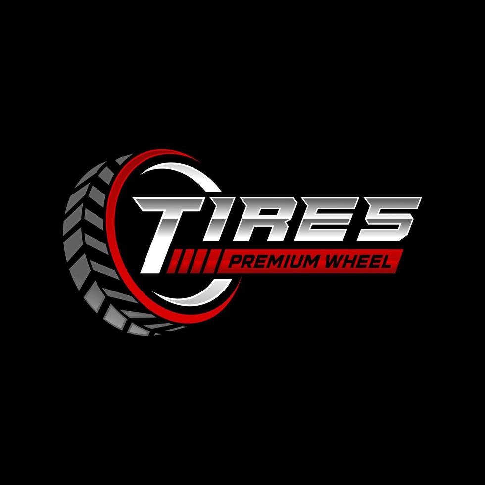 Tires logo design template, silhouette wheel vector illustration.