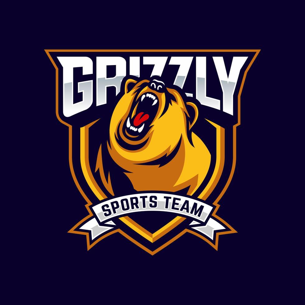 ilustración de vector de logotipo de oso grizzly profesional moderno para un equipo deportivo