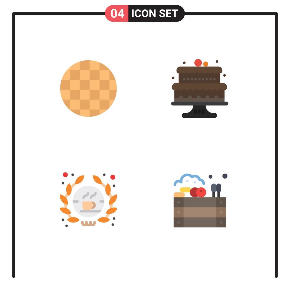 Mobile Interface Flat Icon Set of 4 Pictograms of food shop baked cakes agriculture Editable Vector Design Elements