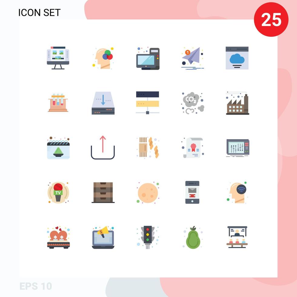 conjunto de 25 iconos de interfaz de usuario modernos signos de símbolos para elementos de diseño de vector editables de correo electrónico de marketing de computadora de notificación en la nube