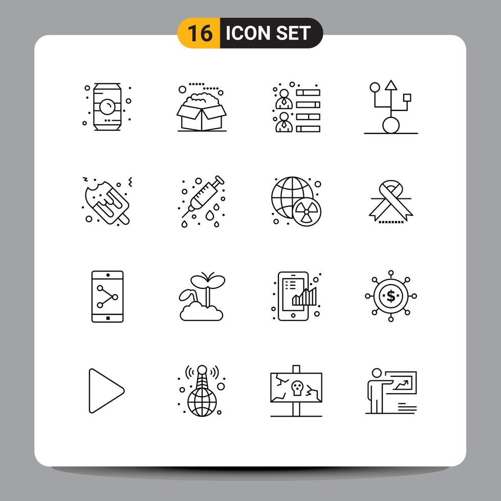 Stock Vector Icon Pack of 16 Line Signs and Symbols for hardware devices packages computers growth Editable Vector Design Elements