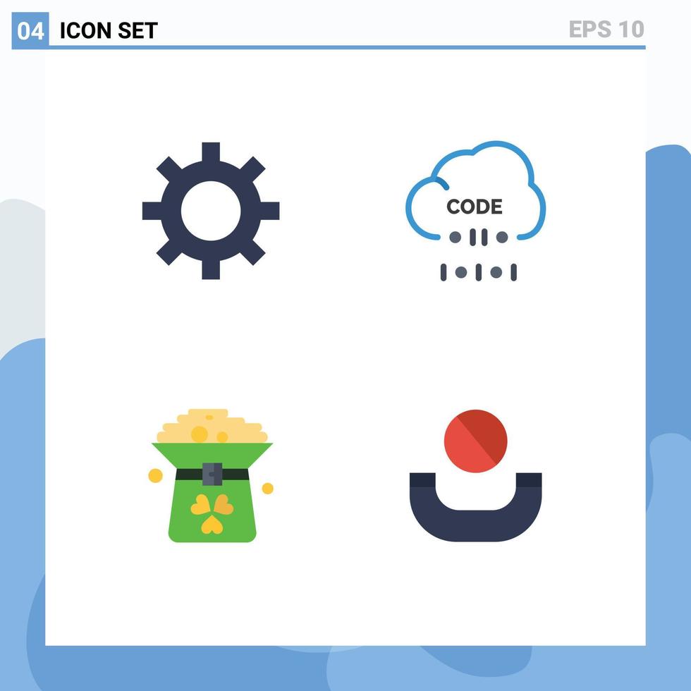 Stock Vector Icon Pack of 4 Line Signs and Symbols for setting clover vehicle maintenance develop green Editable Vector Design Elements