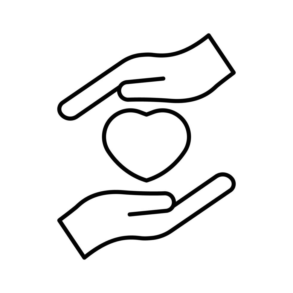 Love relationship icon illustration. hand icon with heart. icon related to lifestyle. line icon style. Simple vector design editable