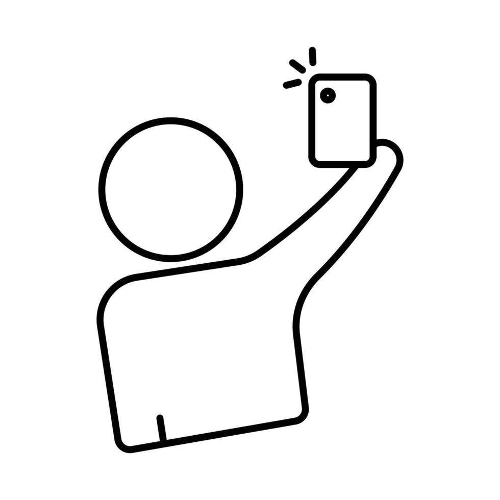 Selfie icon illustration. People icon with mobile phone. icon related to lifestyle. line icon style. Simple vector design editable