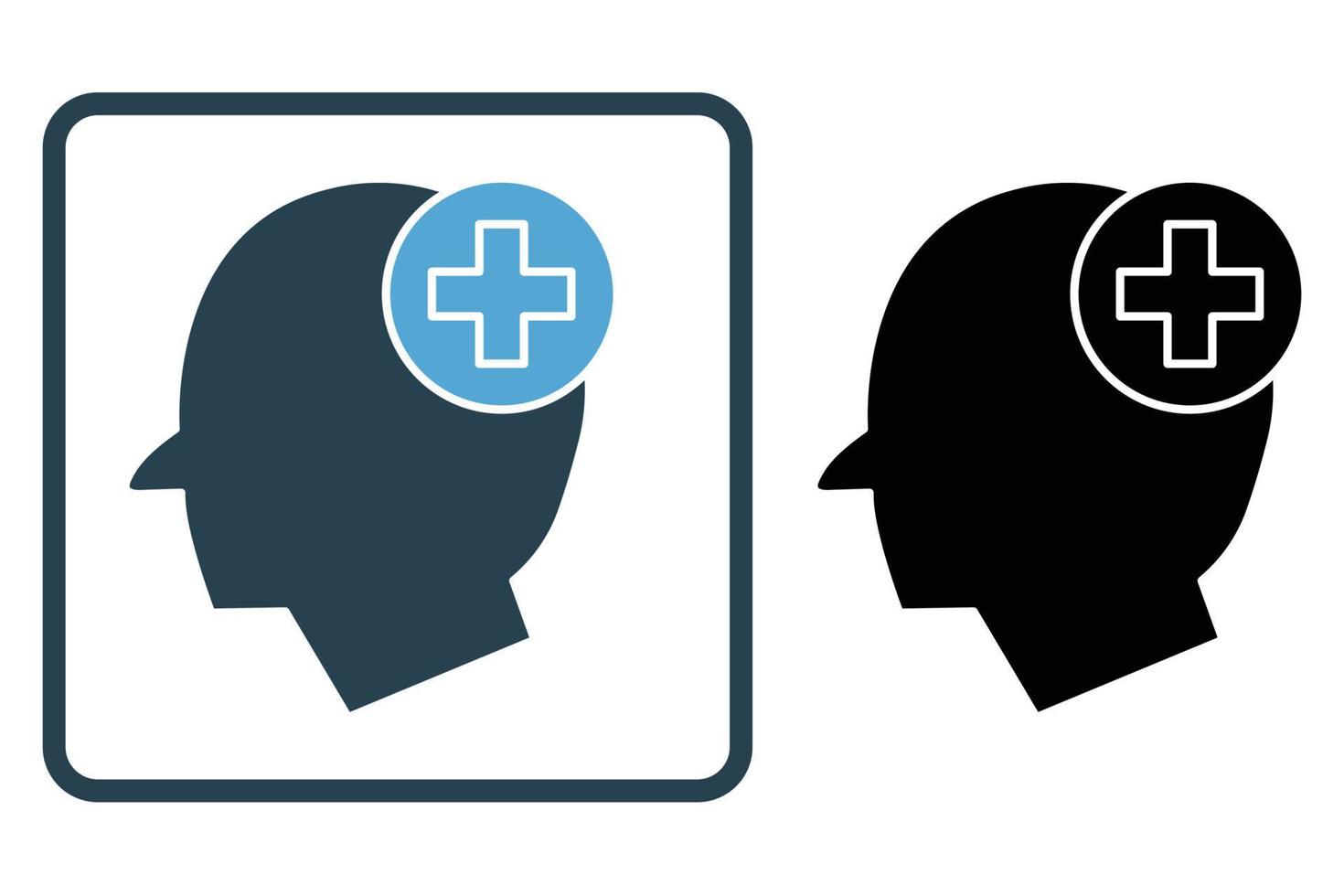 Brain health icon illustration. head icon with health. icon related to lifestyle. Solid icon style. Simple vector design editable