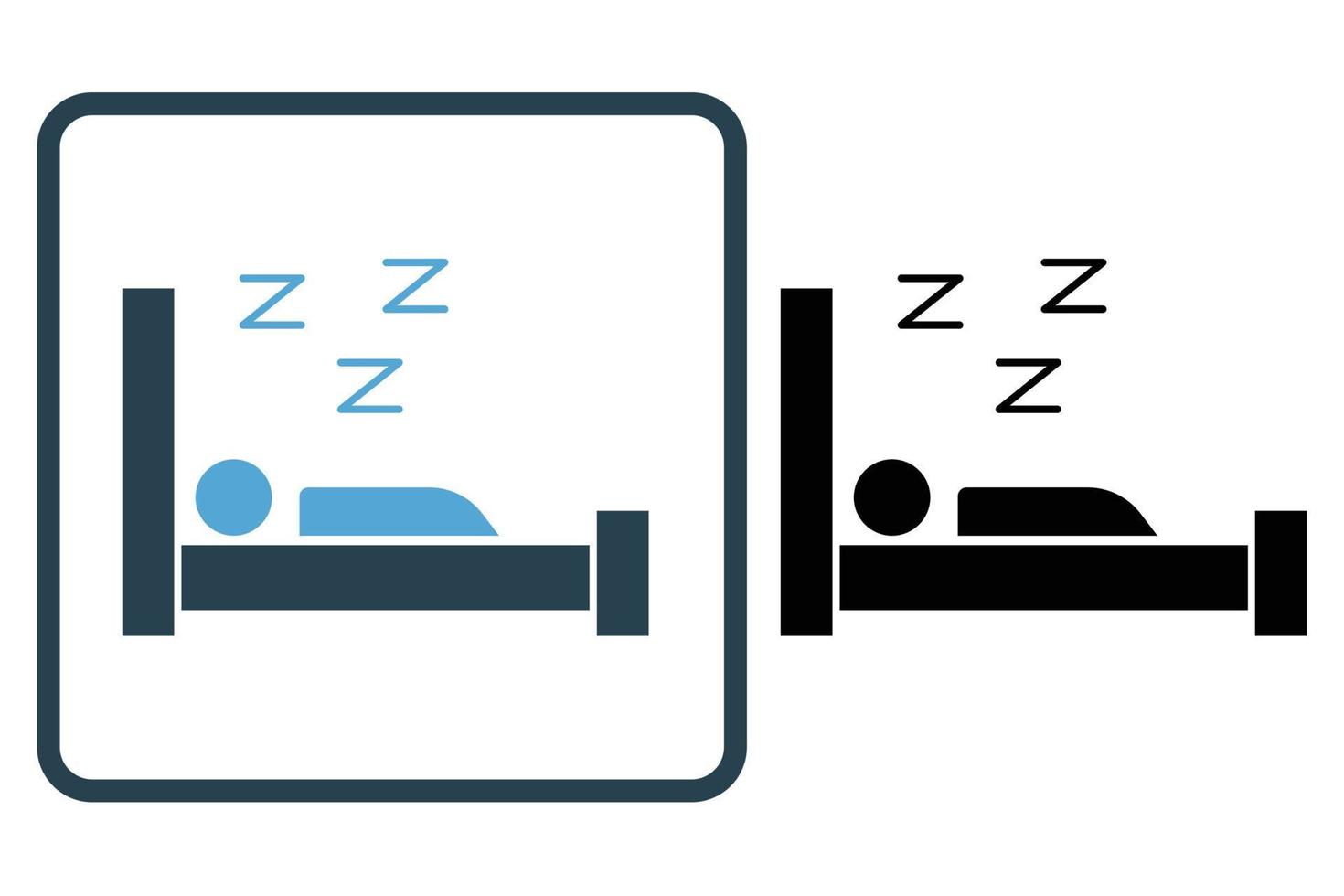 Sleep icon illustration. People icon with bed. icon related to lifestyle. Solid icon style. Simple vector design editable