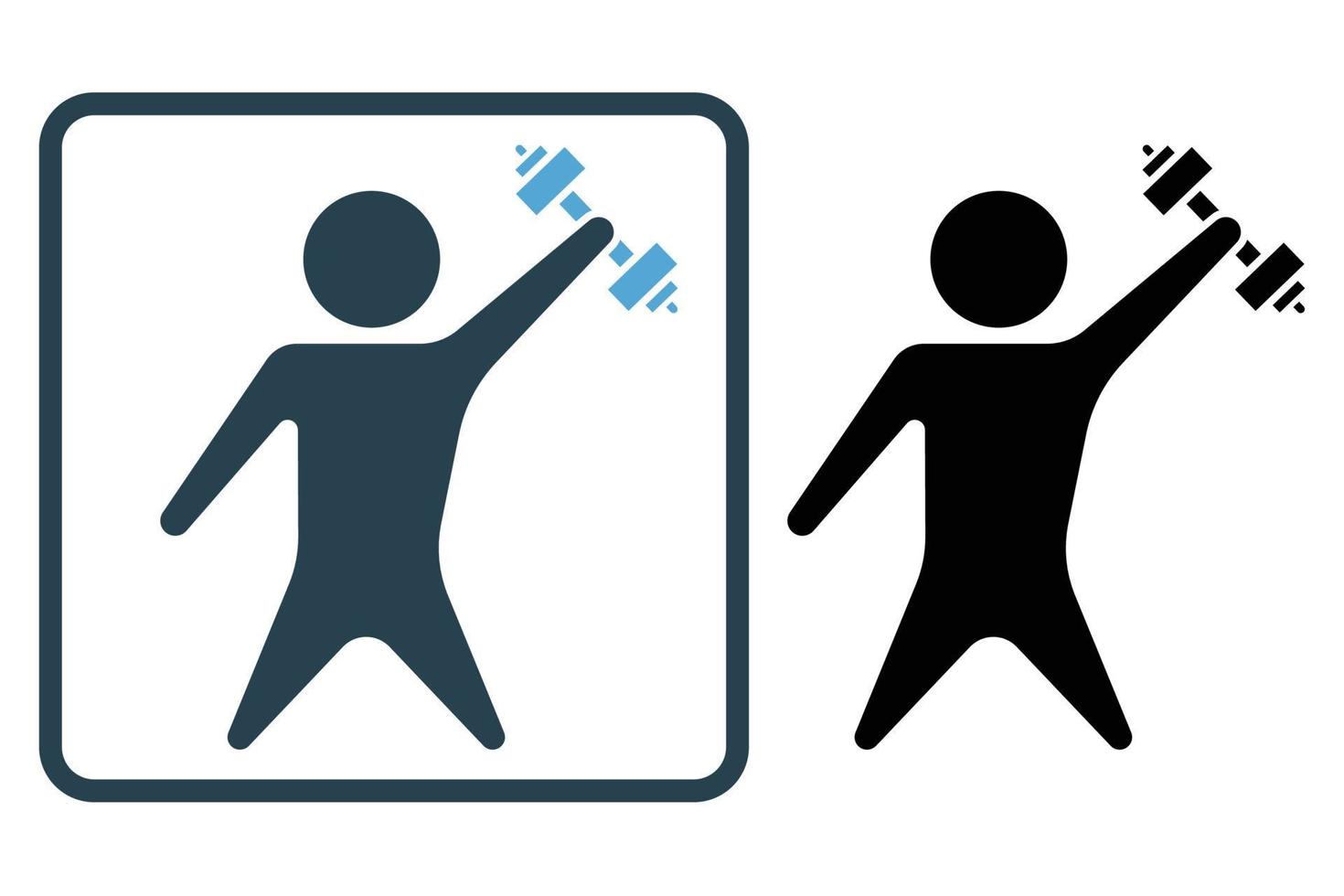 Fitness icon illustration. people icon with barbell. icon related to lifestyle, sport. Solid icon style. Simple vector design editable