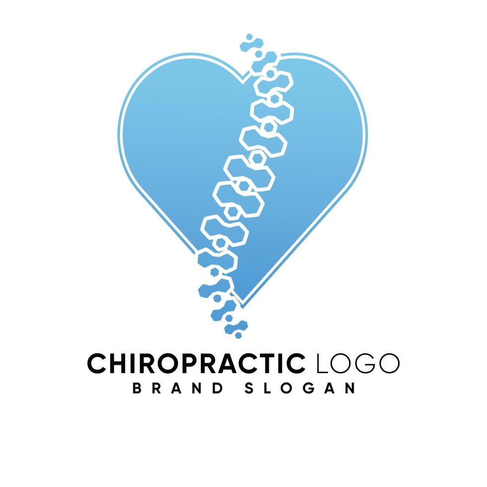 Chiropractic logo with love in modern design premium vector