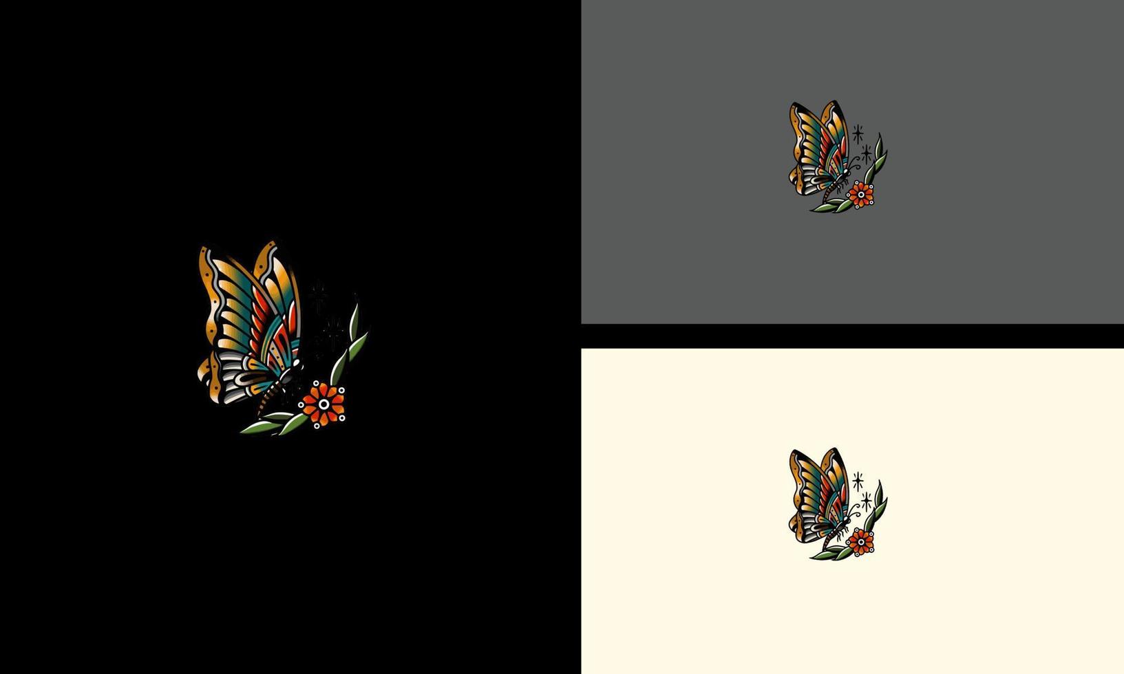 diseño de mascota de vector de mariposa y flores