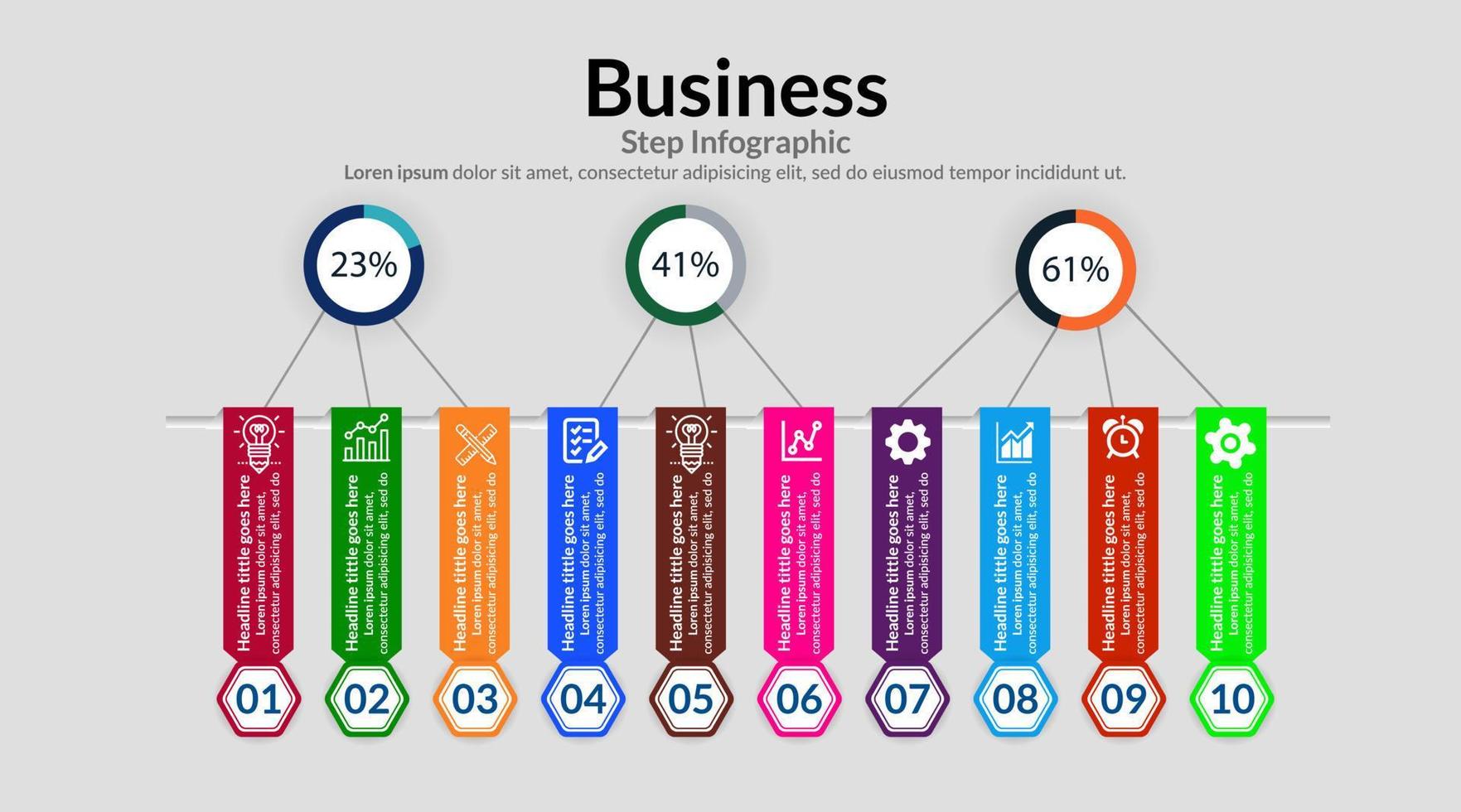 business infographic template design. Realistic circle diagram infographic. modern Business annual report data visualization. Flat timeline infographic presentation element. vector