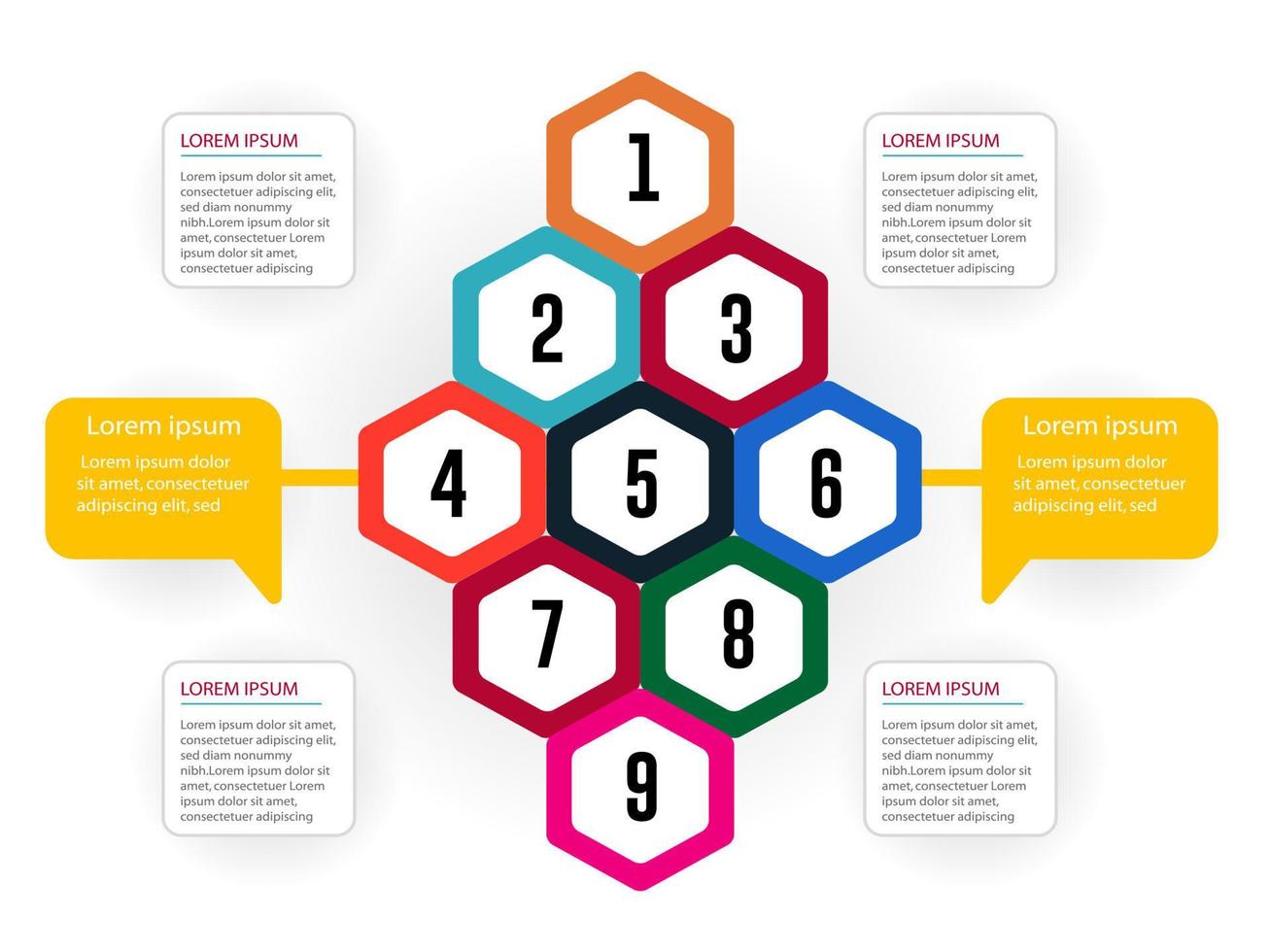 diseño de plantilla de infografía empresarial. infografía de diagrama de círculo realista. visualización de datos de informes anuales de negocios modernos. elemento de presentación de infografía de línea de tiempo plana. vector