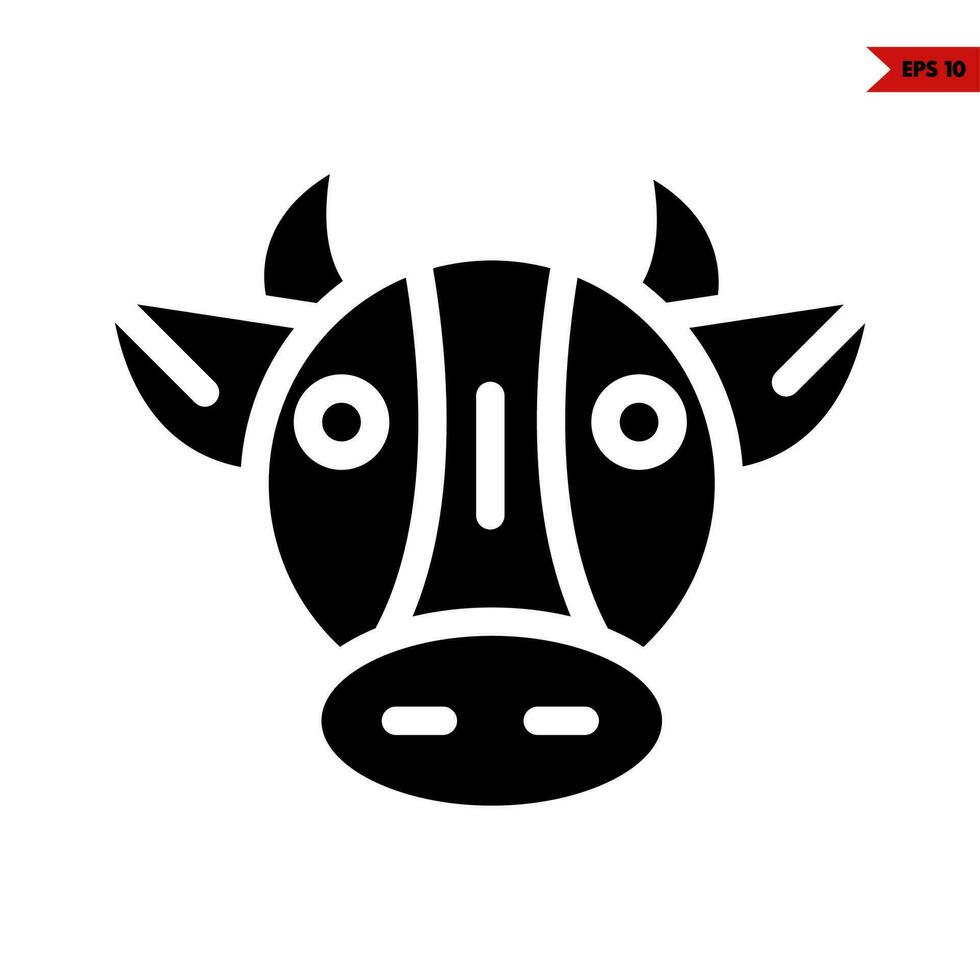 ilustración del icono de glifo de cabeza de vaca vector