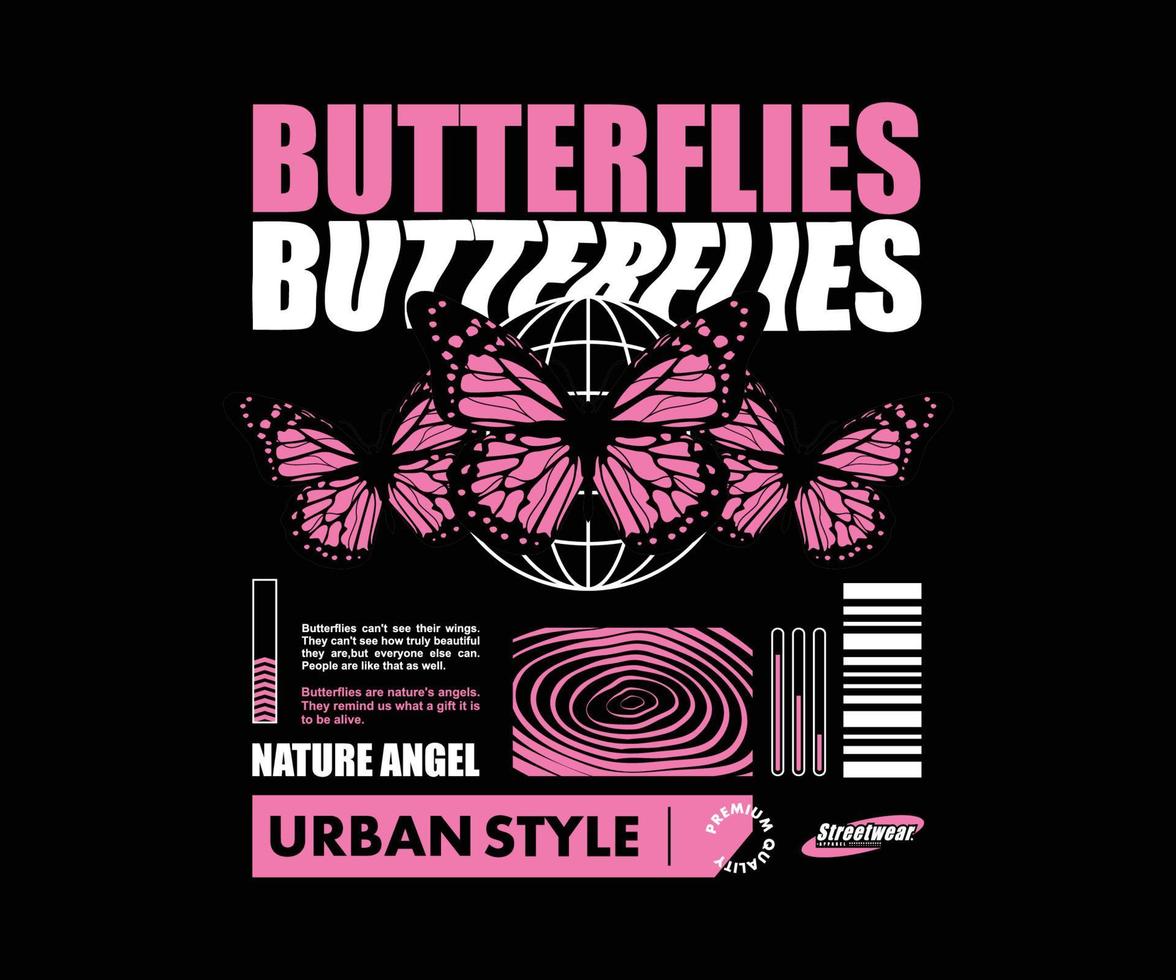 Futuristic Butterfly Illustration t shirt design, vector graphic, typographic poster or tshirts street wear and Urban style