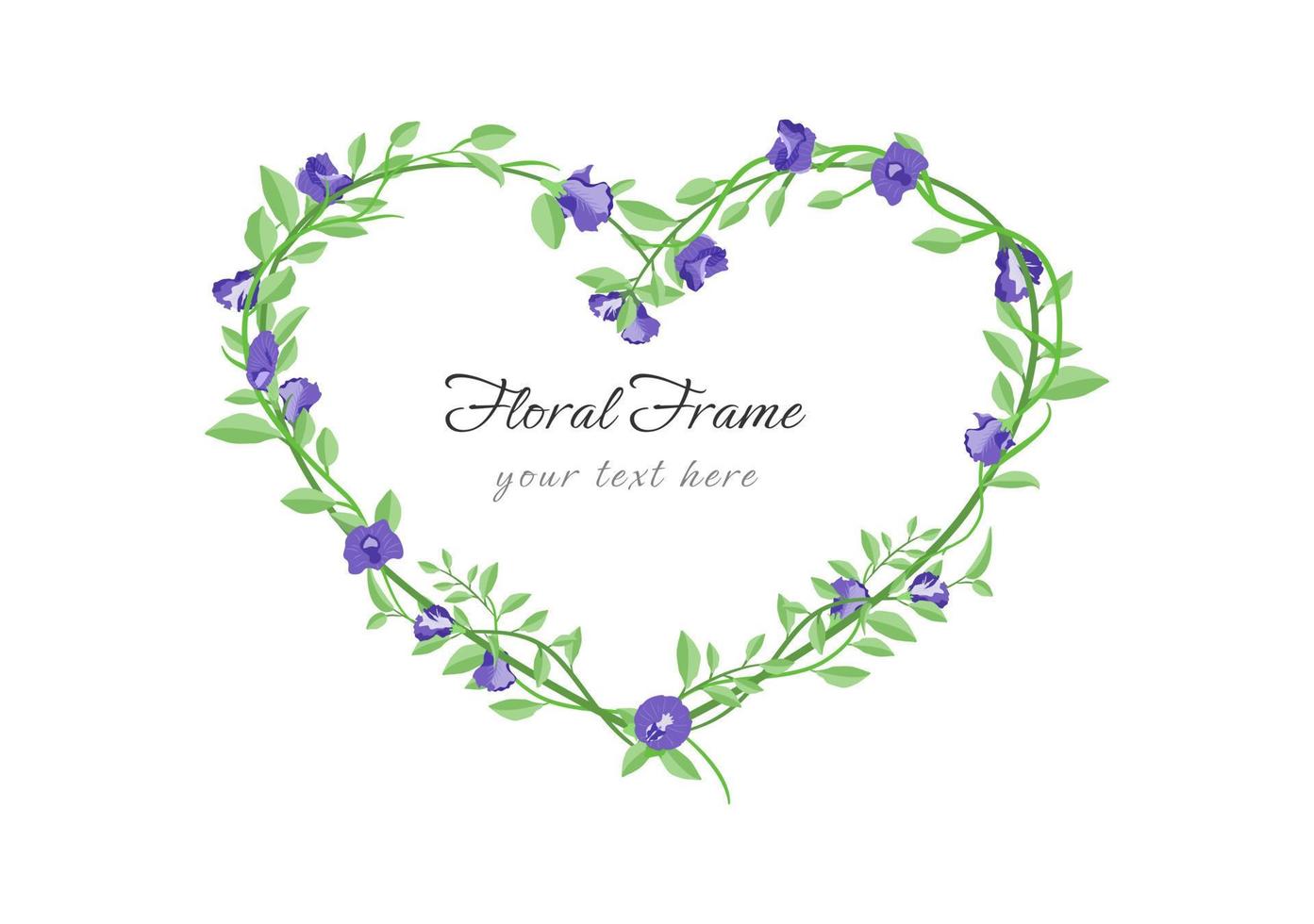 butterfly pea flower in heart frame isolated on white background vector