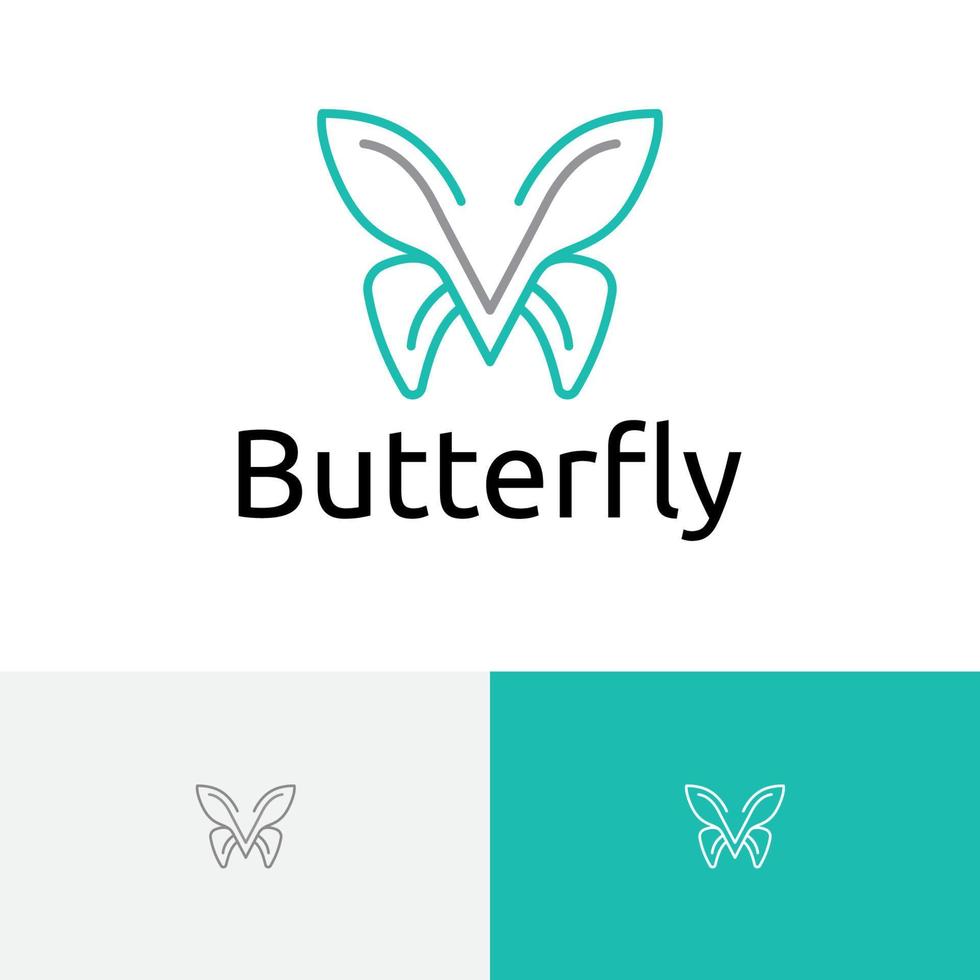 Butterfly Wings Nature Fly Animal Simple Monoline Logo vector