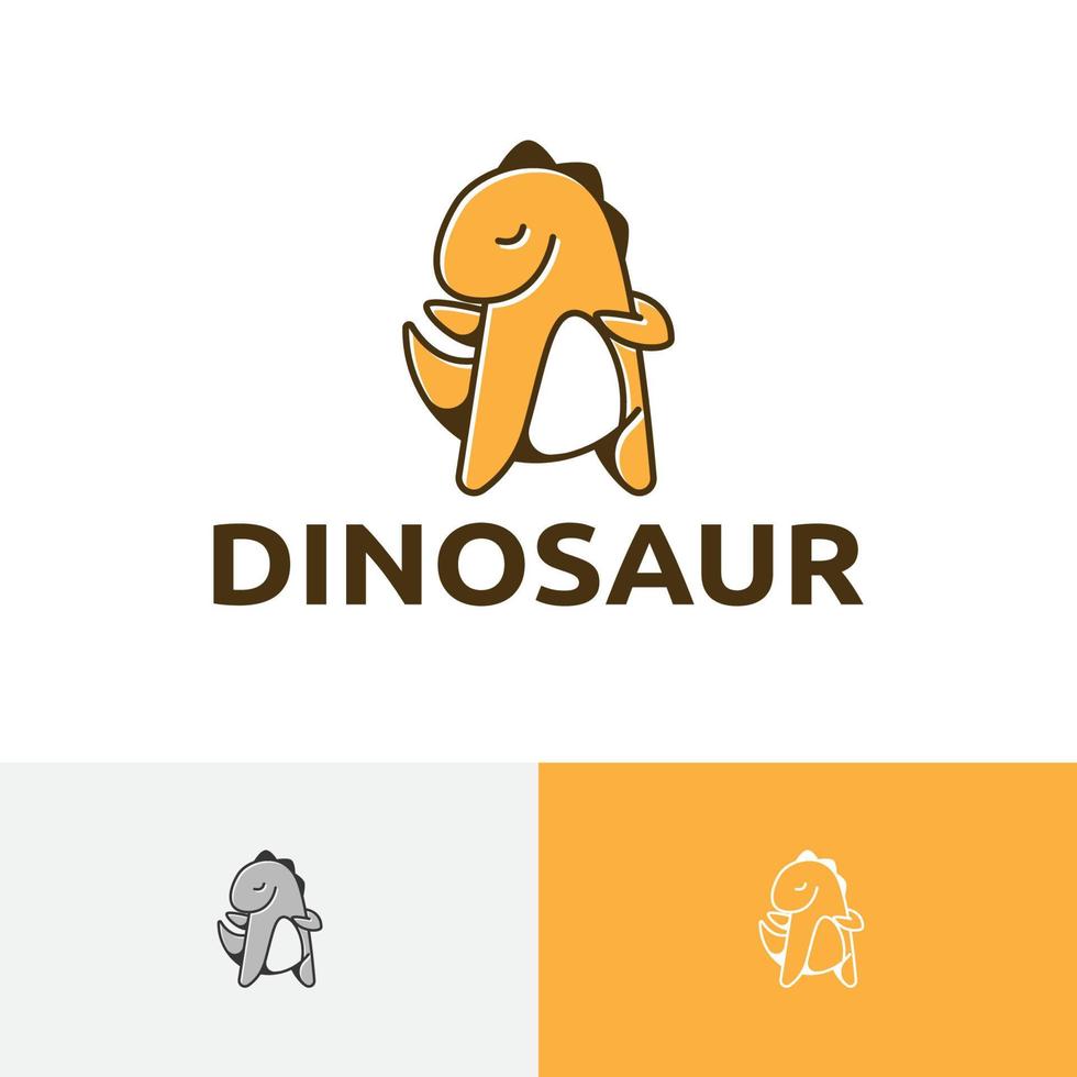 Cute Dinosaur Happy Cool Dino Mascot Character Logo vector