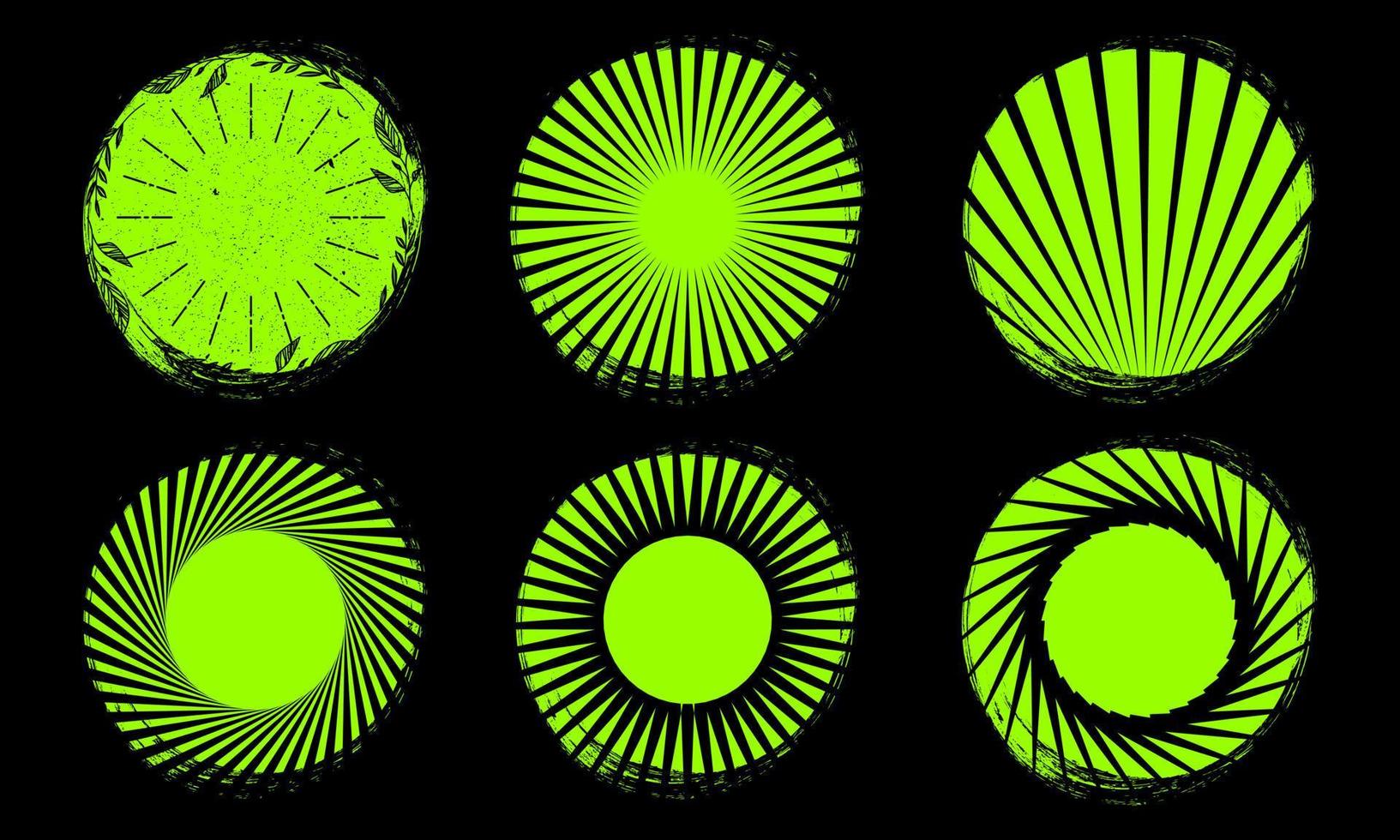 collection of abstract radial brushes in circle shape vector