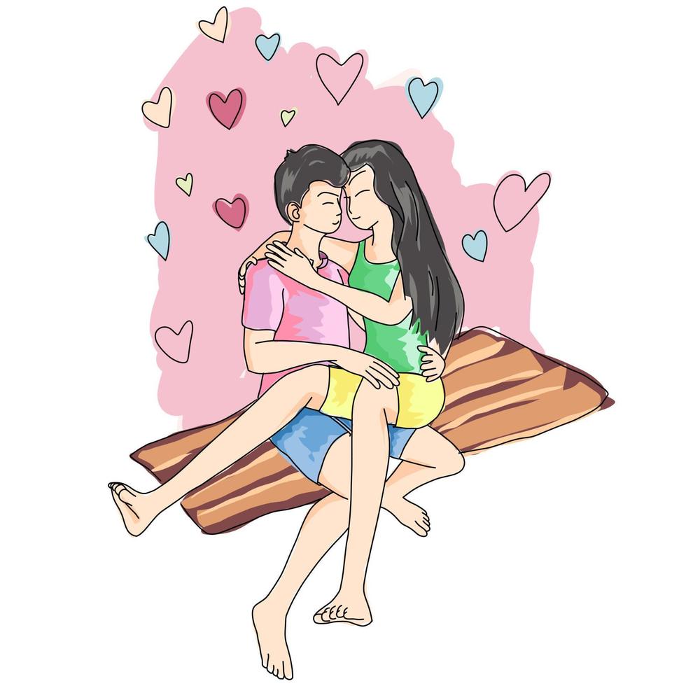 cartoon illustration, a couple of lovers making out, can be used as a valentine theme vector