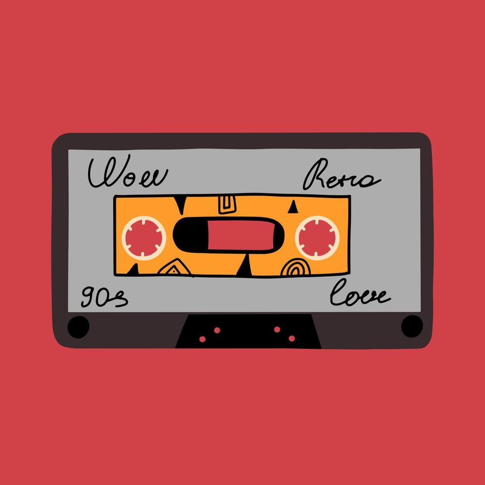 casete de audio, diseño retro. elemento en el estilo de los años 90, 1980. ilustración vectorial en estilo plano vector