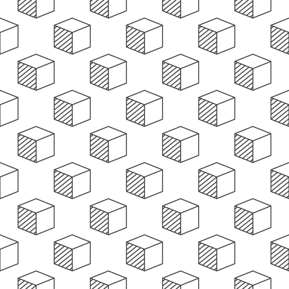 3D Printed Cube geometric pattern - vector seamless background