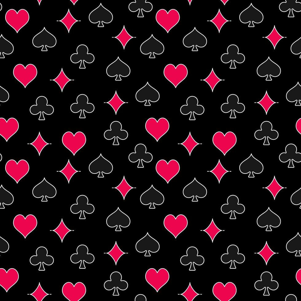 Playing Card Suits vector Gambling concept colored Seamless Pattern