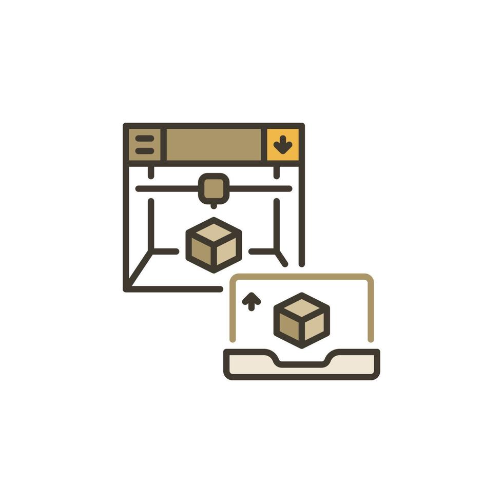 3D printer and Laptop vector concept colored icon