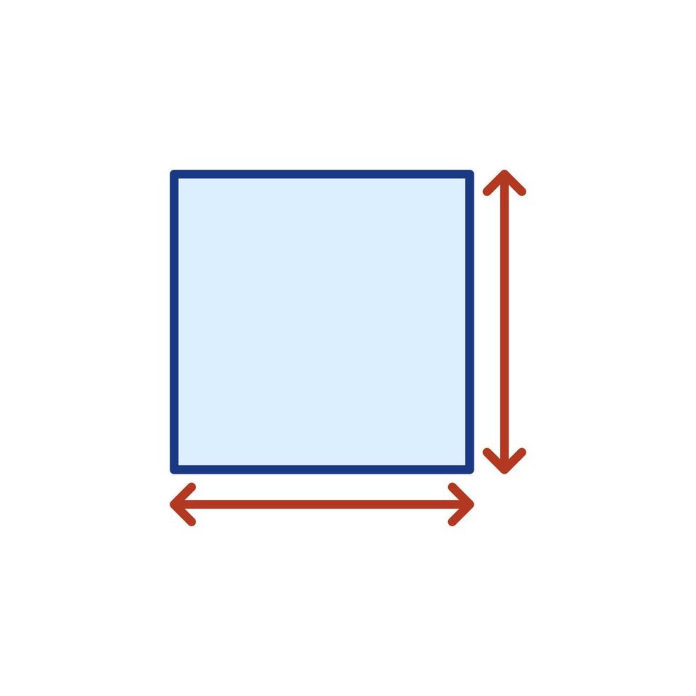 icono de color de concepto de vector de perímetro o dimensión