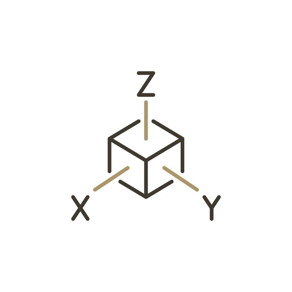 X Y Z Axis cube vector Tridimensional Coordinate Spaces colored icon