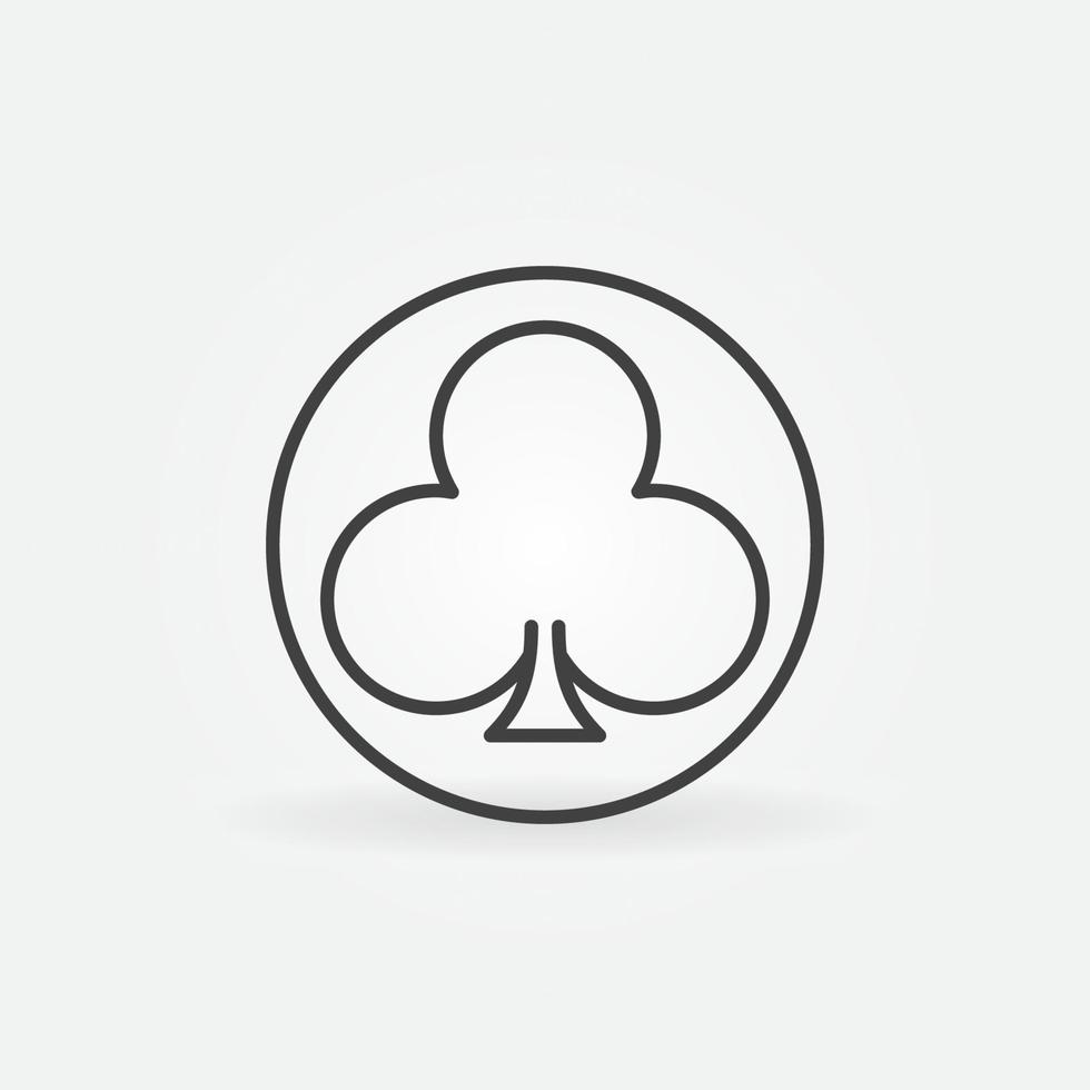 Circle with Clubs Playing Card Suit vector concept thin line icon