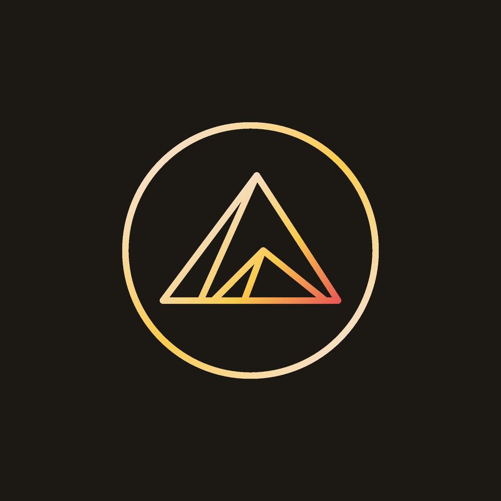 círculo con pirámides de egipto vector concepto línea delgada icono colorido