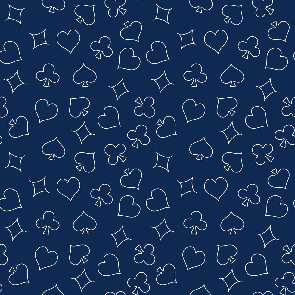 Poker Seamless Pattern in thin line style. Vector minimal background