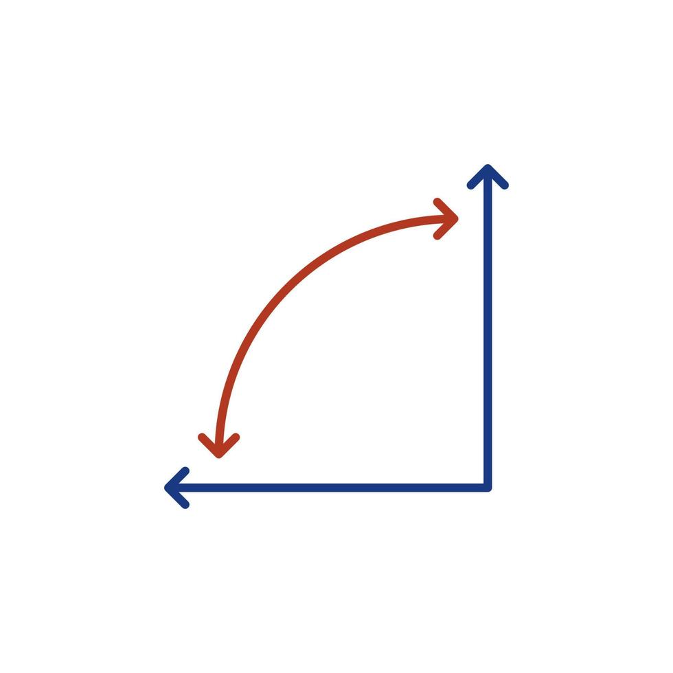 concepto de vector de ángulo recto de 90 grados icono o símbolo de