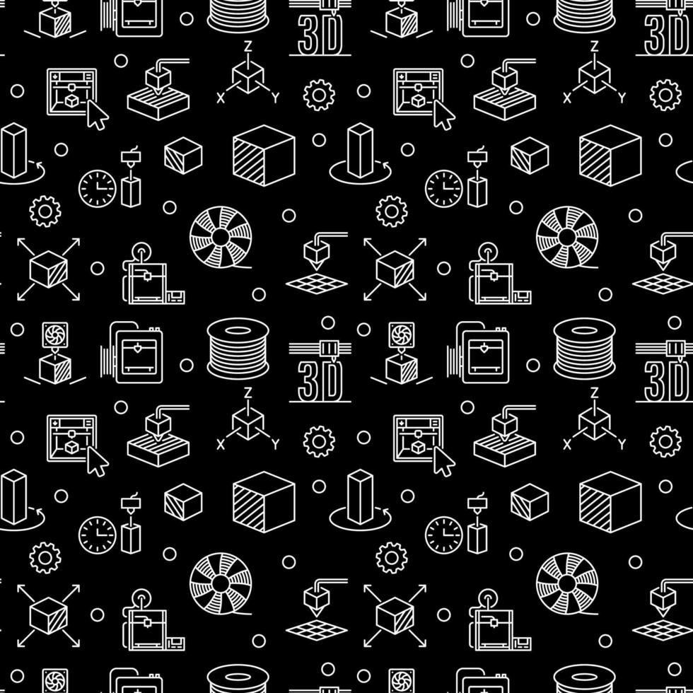 Three-Dimensional Printing vector 3D Print concept linear seamless pattern