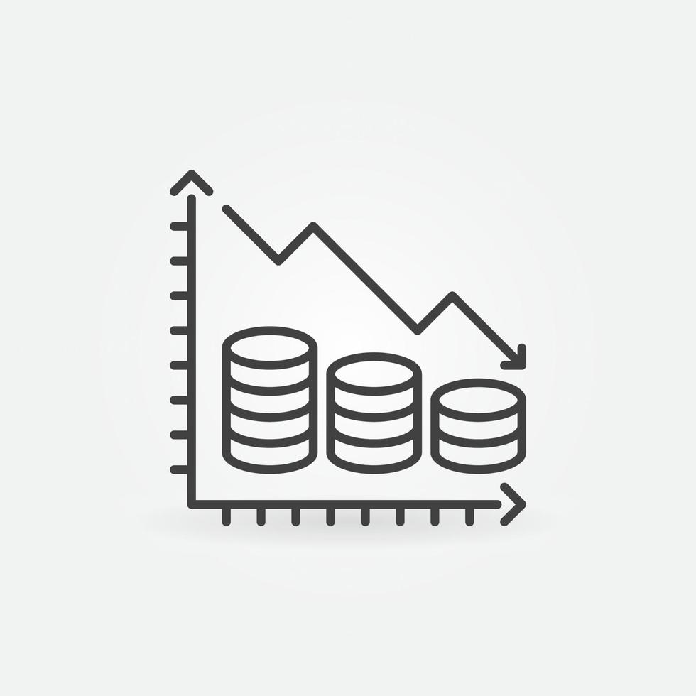 Inflation Graph with Coins vector concept linear icon