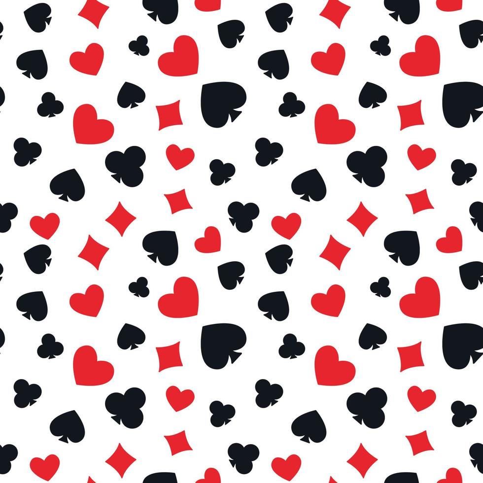 Casino vector modern Seamless Pattern with Playing Card Suits colored signs