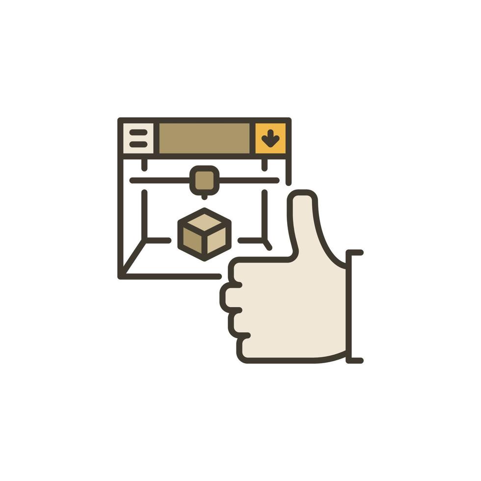 3D Printer with Hand Thumb Up vector concept colored icon