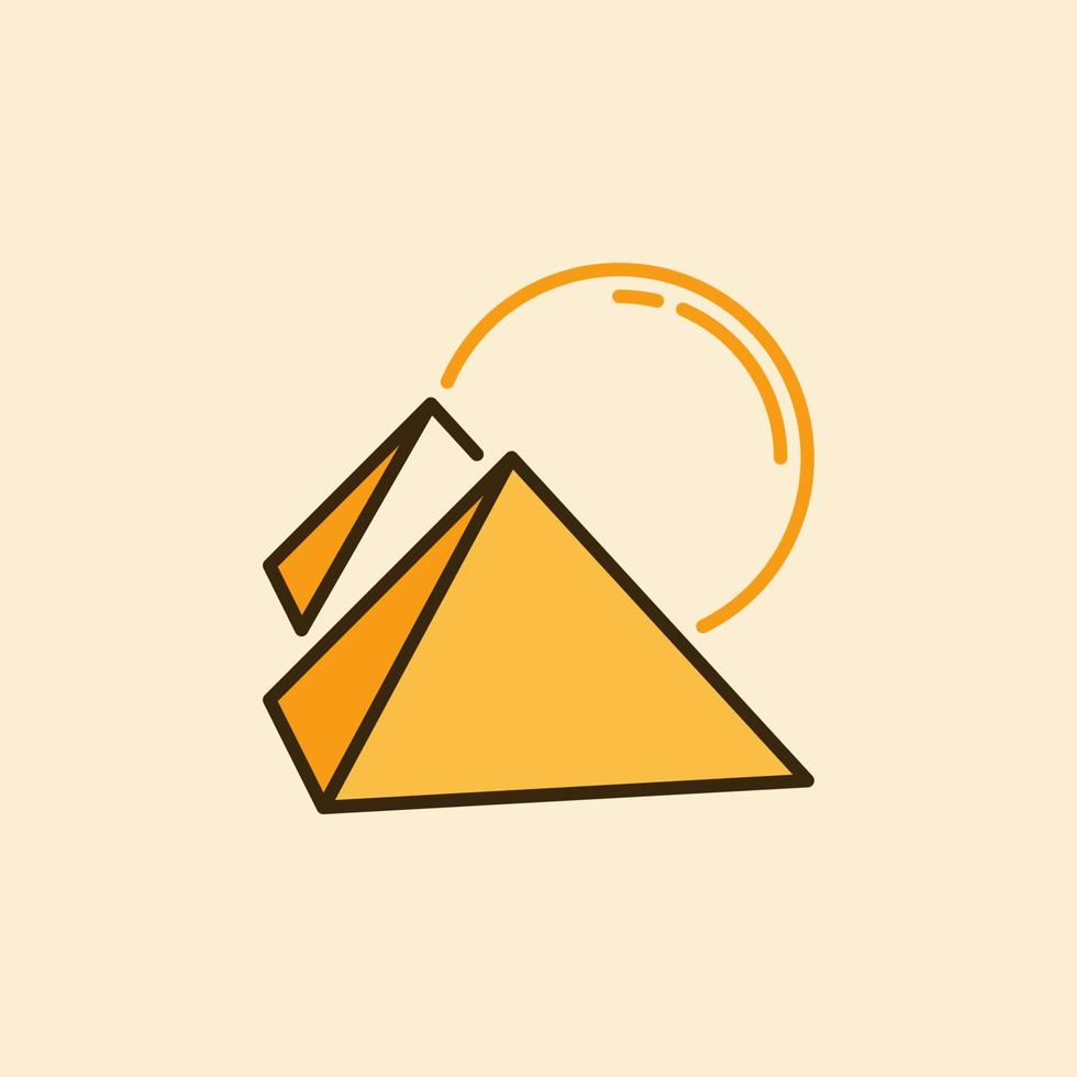 pirámides amarillas en egipto y sol vector concepto icono moderno